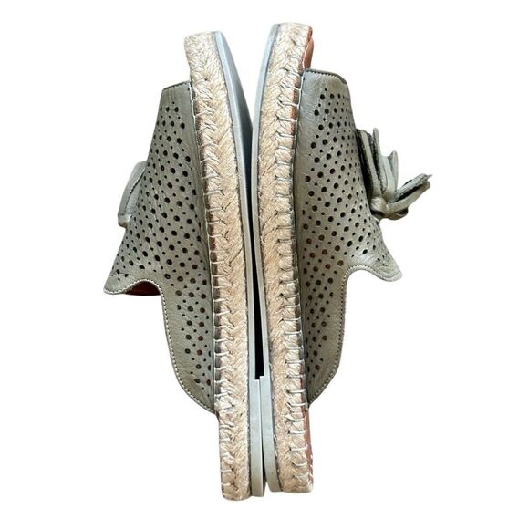 Bueno Navar Leather Laser Cut Peep Toe Slip On Espadrilles Sandals Olive Size 40 - Picture 8 of 11